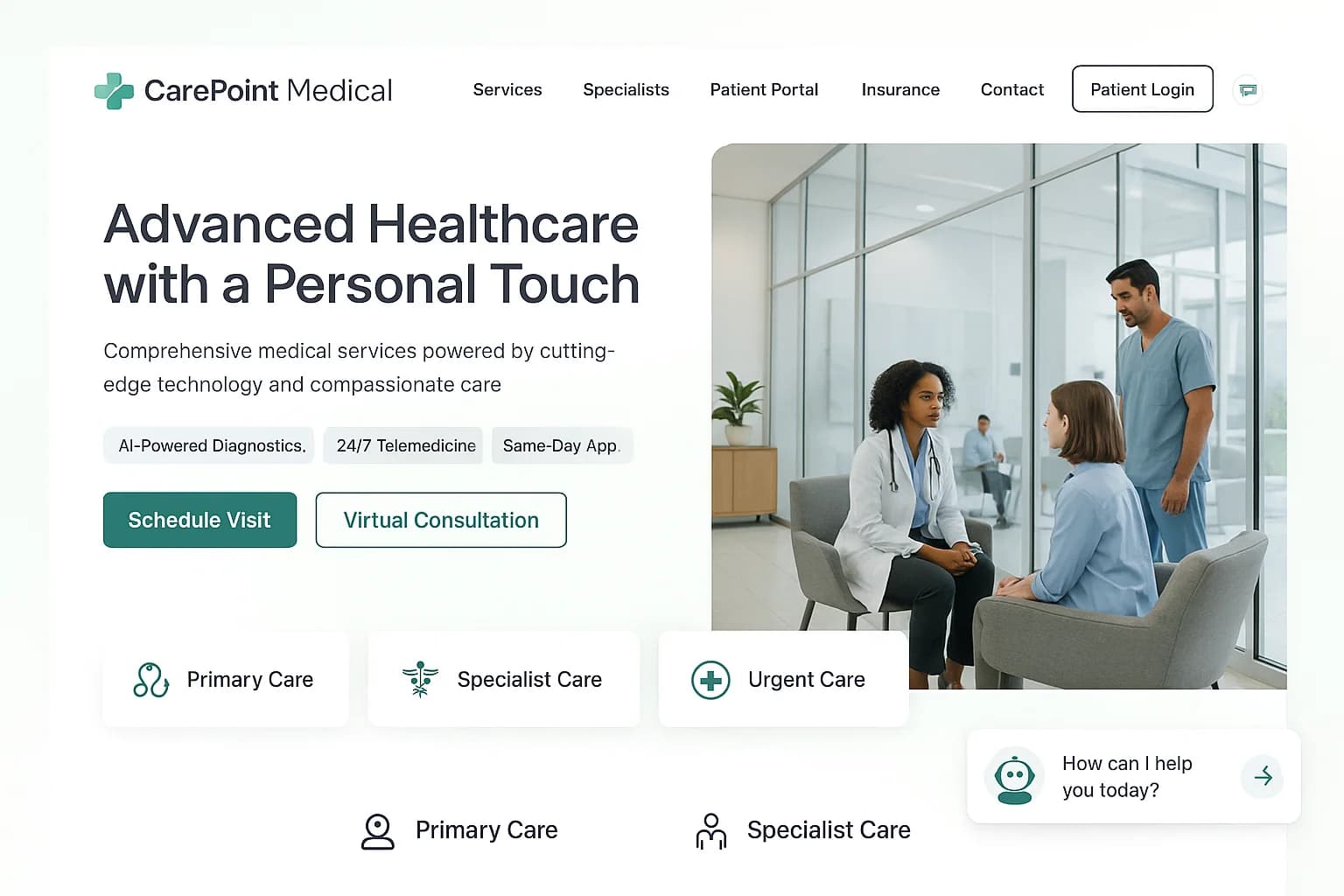 Healthcare provider website with appointment booking and patient management system