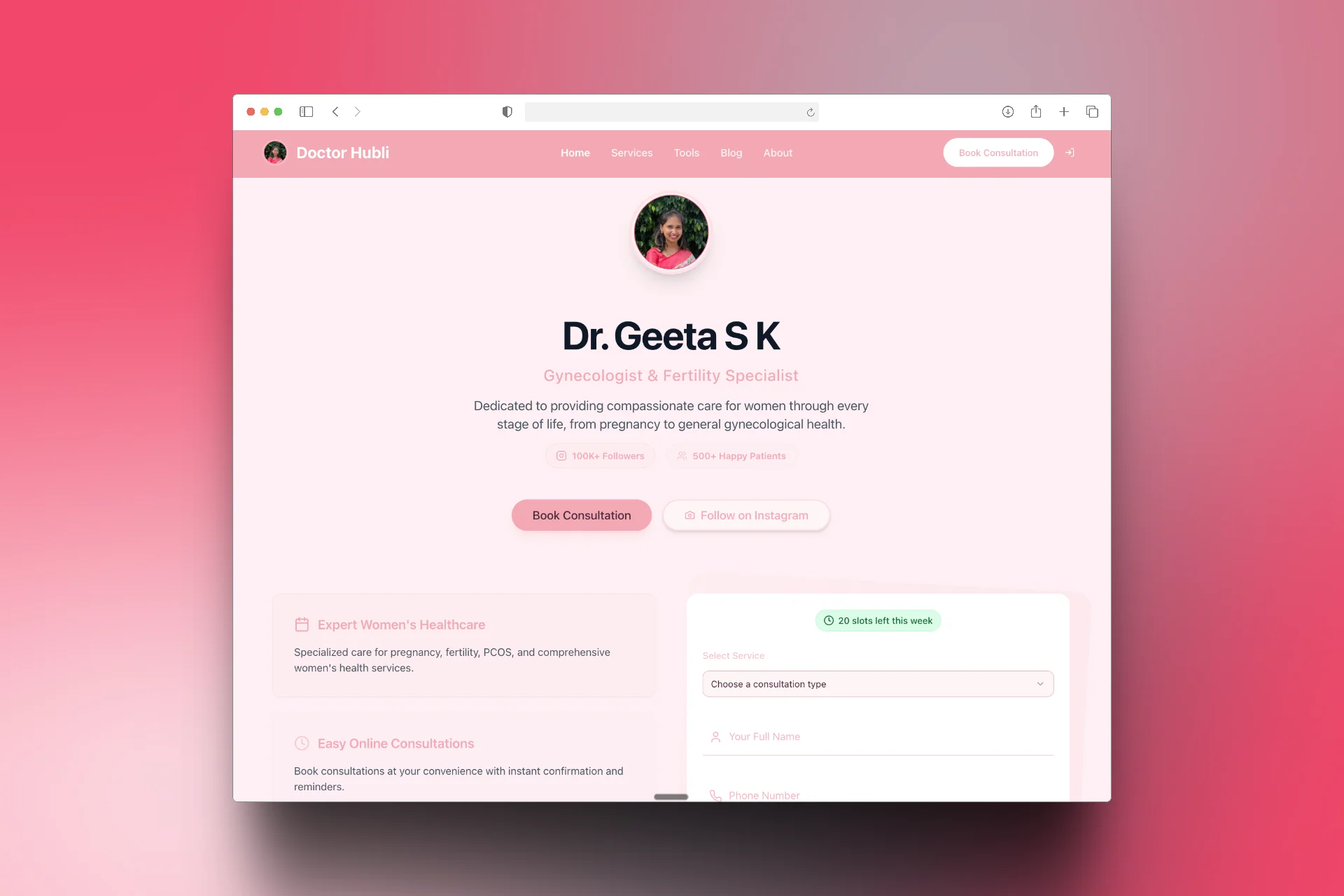 Homepage & Booking